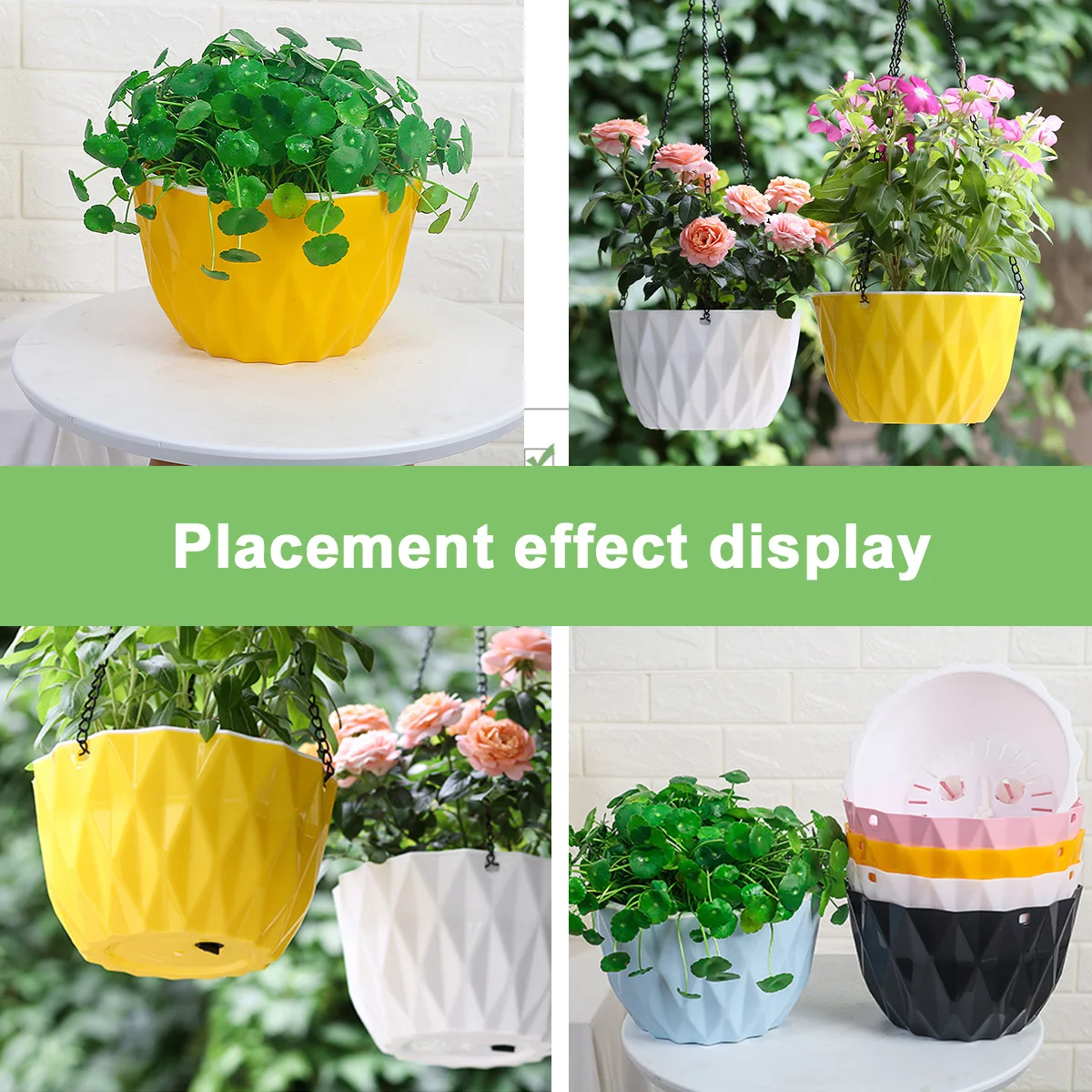 Hanging Pots Flower Decorations Home Indoor Plant Basin Plastic Raw Material Flowerpot Bowl Rack