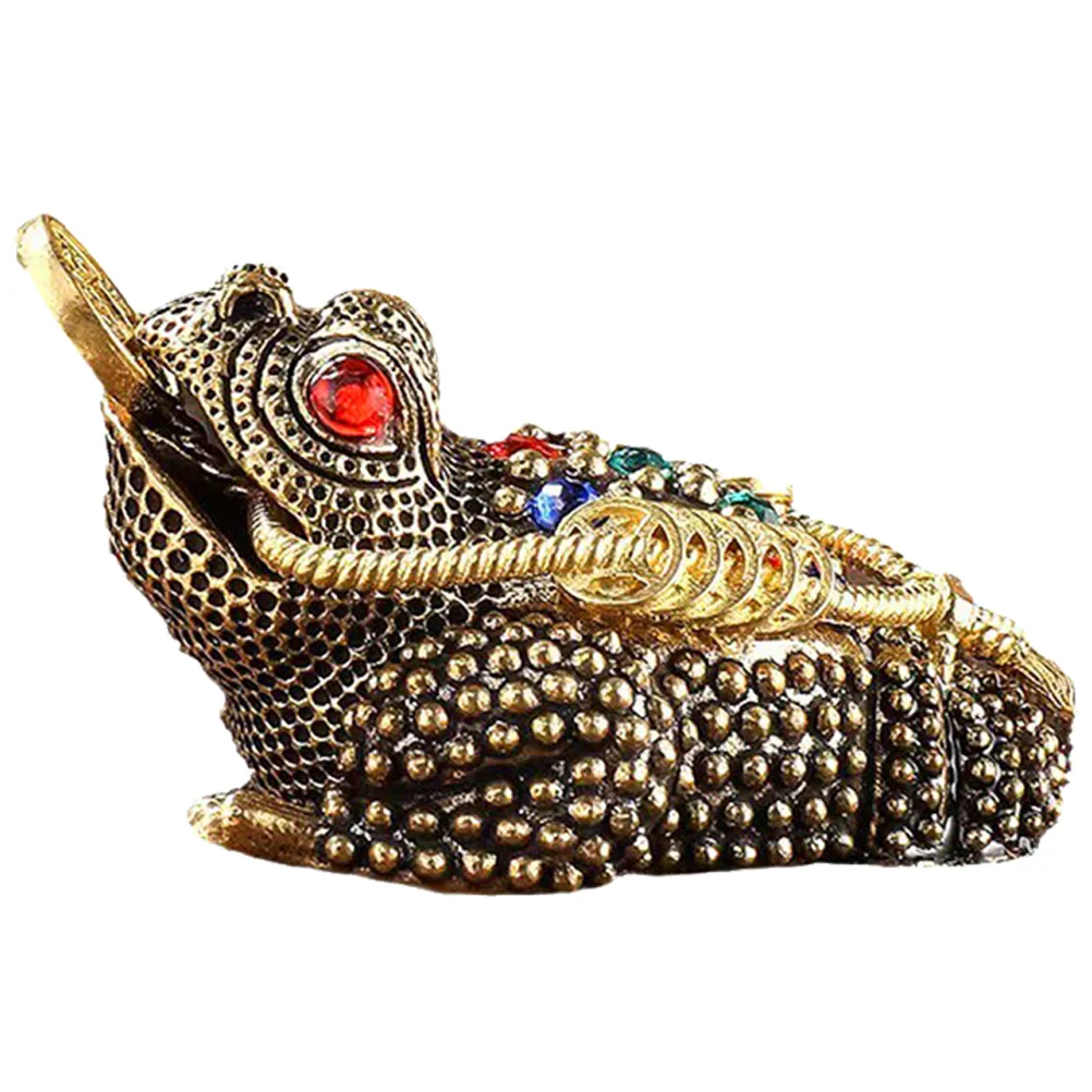 Lucky Money Toad Brass Golden Animal Statue Decor naments Wealth Chinese Frog Office 7 2cm 4 4cm Wide 3 3cm High Exquisite