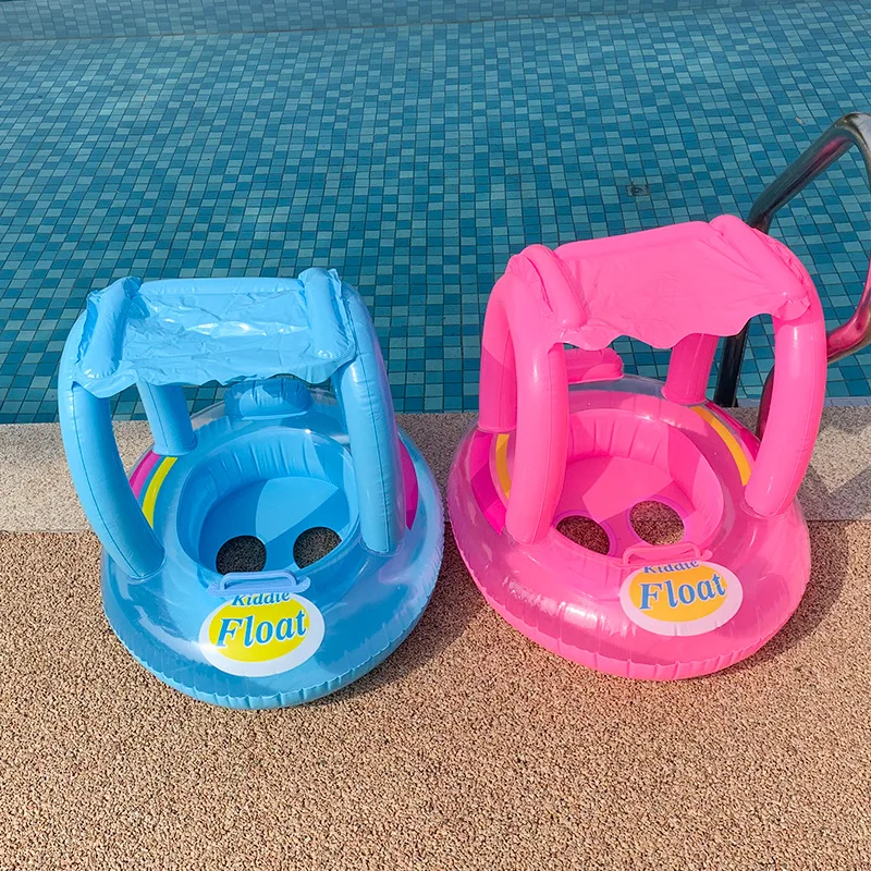 Baby Infant Swimming Circle Pool Float Swim Ring With Sunshade Floating Seat Summer Beach Pool Party Toys Air Mattress