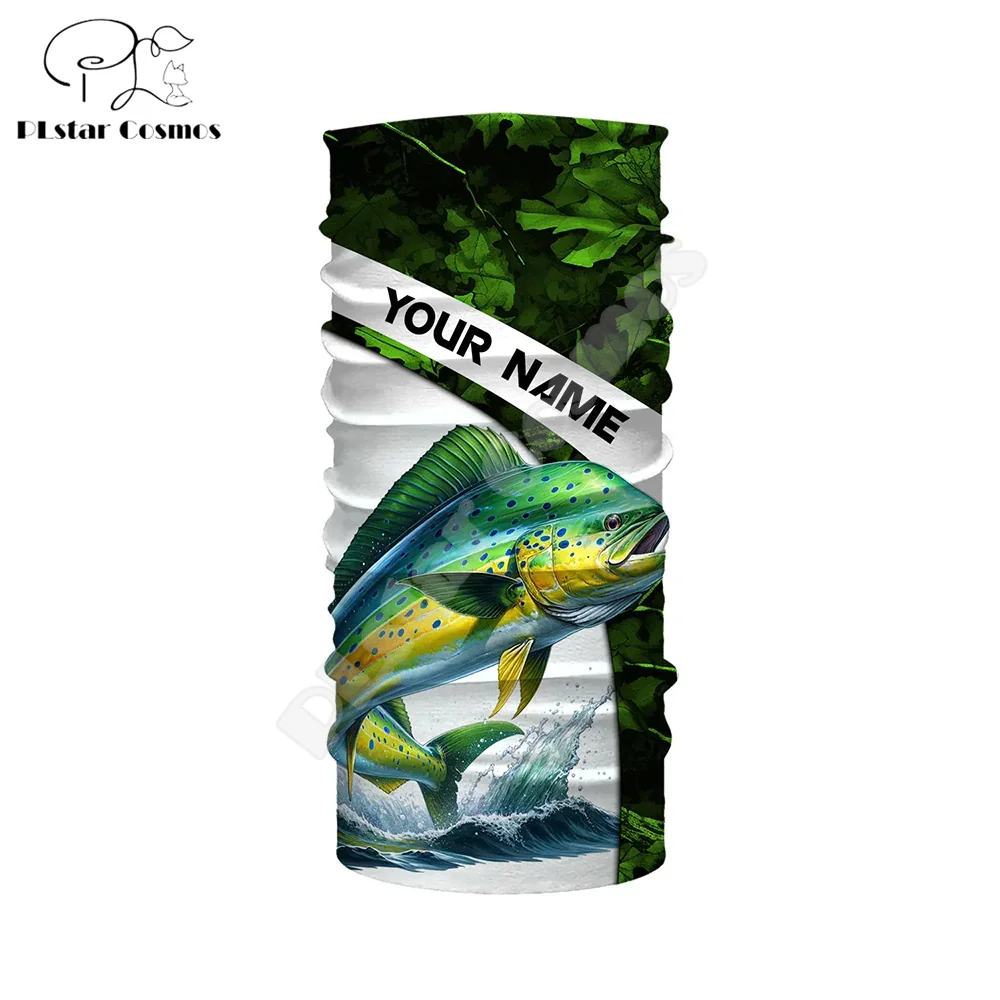 Custom Name Animal Bass Mahi Fishing Graffiti Gradient Fish Tattoo Retro 3DPrint Summer Harajuku Face Mask Headscarf Scarf A5