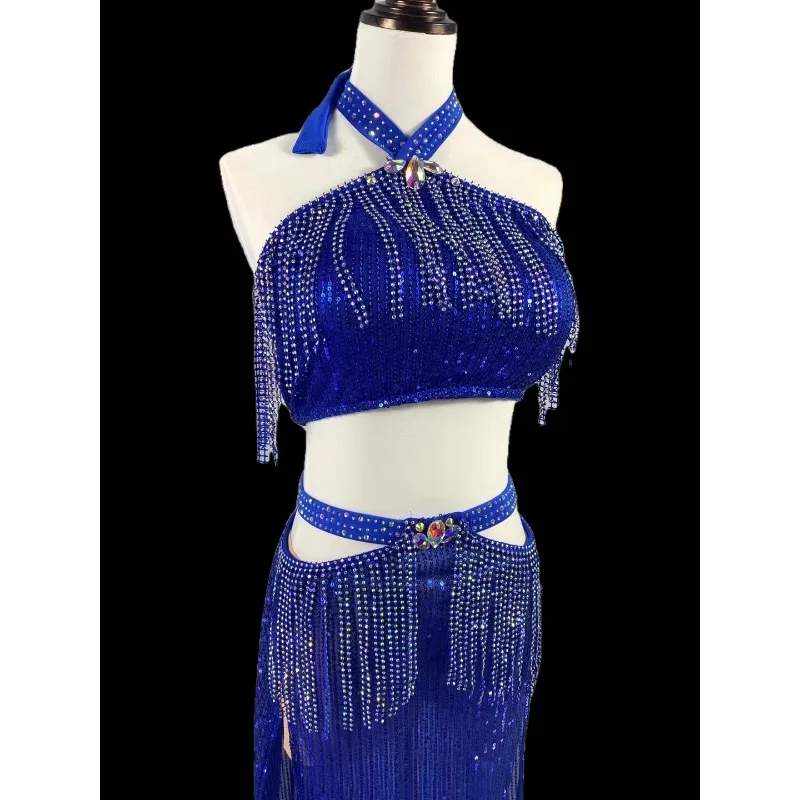 Dostosowany Agile z diamentowymi frędzlami Wykwintny i wspaniały kostium do tańca brzucha Zestaw sukienek do ćwiczeń ベリーダンス