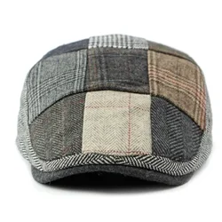 Autumn and Winter Cotton Geometry Print Newsboy Caps Flat Peaked Cap Men and Women Painter Beret Hats 158