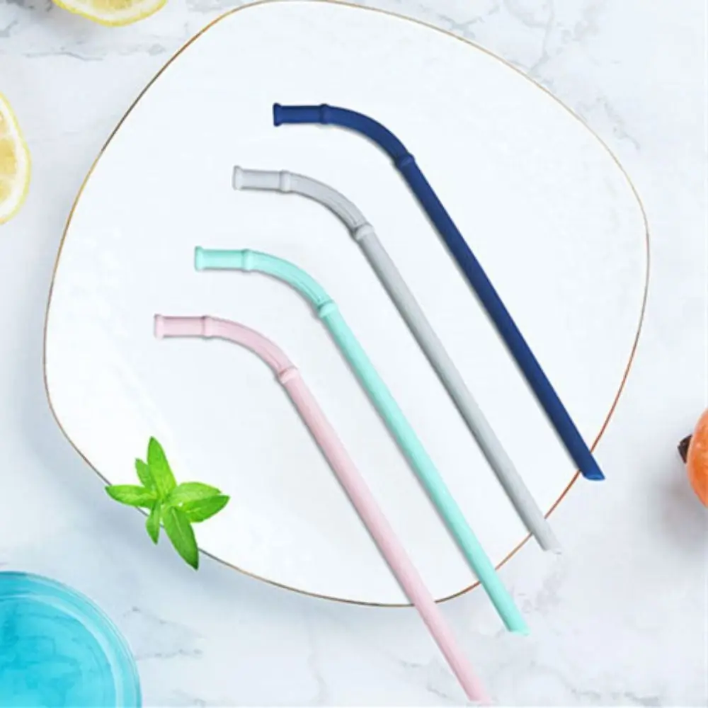 Bent/Straight Silicone Straws Portable Flexible Long Drink Straws Soft Reusable Cocktails Straws Milk Tea