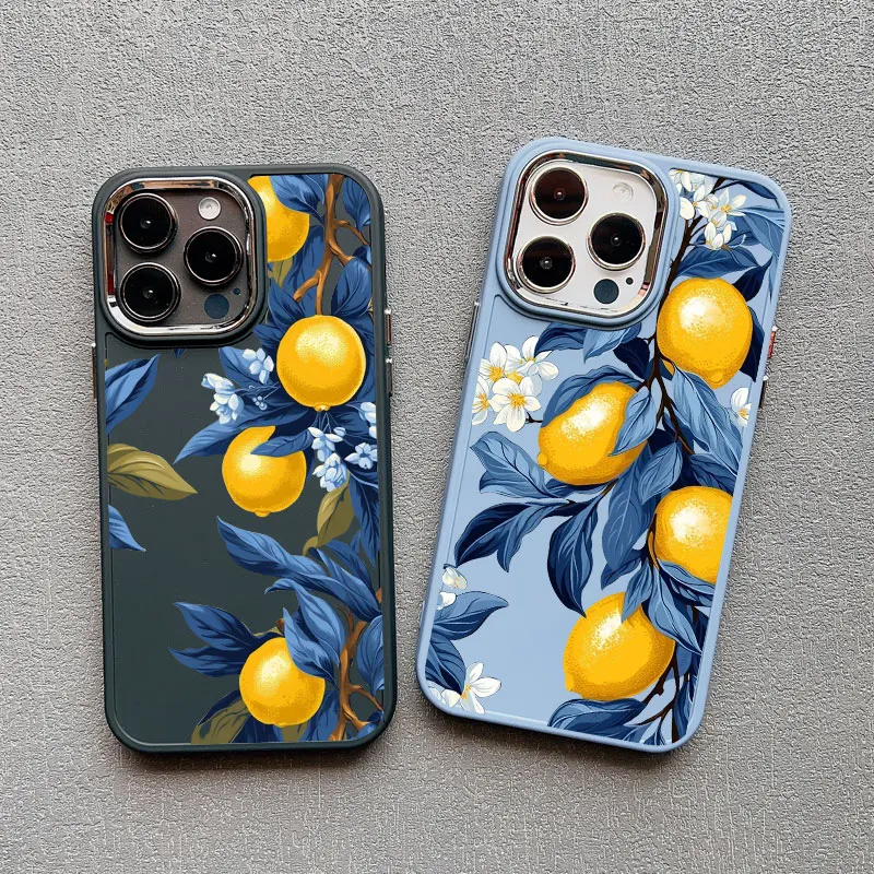 

Retro Fruit Lemon Silicone Phone Case For iPhone 16 15 14 Pro Max Plus 13 12 11 Pro Max XR XS X 7 8 SE2 Shockproof Cover Fundas