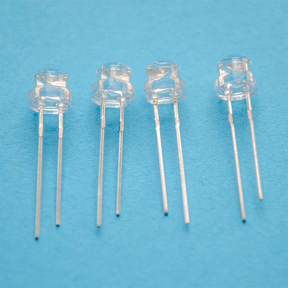 100Pcs 5mm Straw Hat Diode Led 3V UV Purple Water Clear Super Brights Wide Angle Bulb Lamps atmosphere Diodes Direct insertion