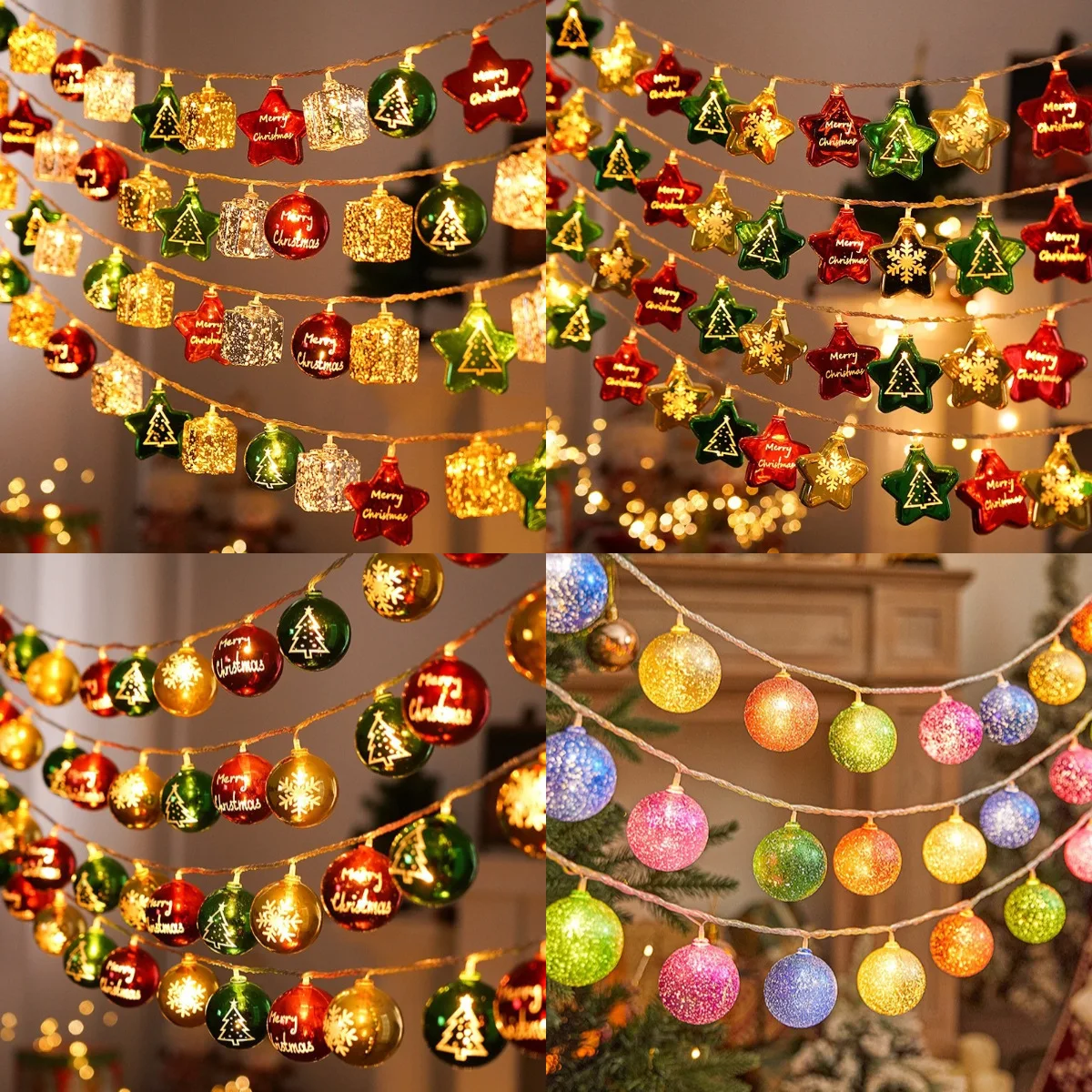 Christmas Lights String Star Box USB Garland LED Christmas Decorative Window Light Party New Year\'s Christmas Decorations 2024