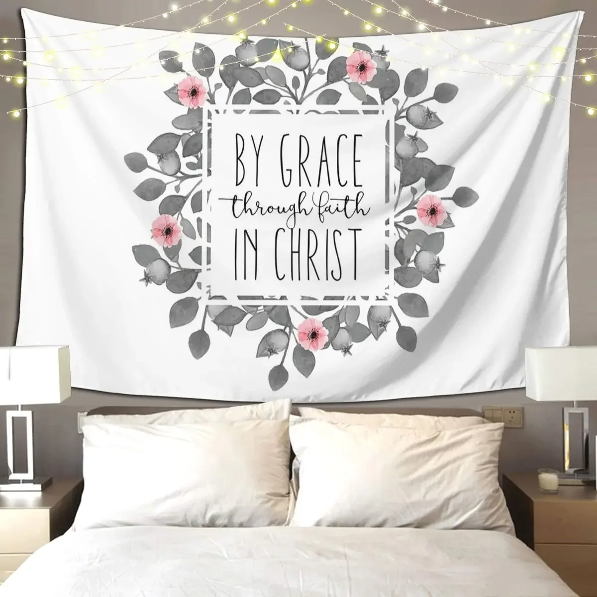 By Grace, Through Faith, In Christ Tapestry Art Wall Hanging Aesthetic Home Decoration Tapestries for Room Bedroom Dorm Room