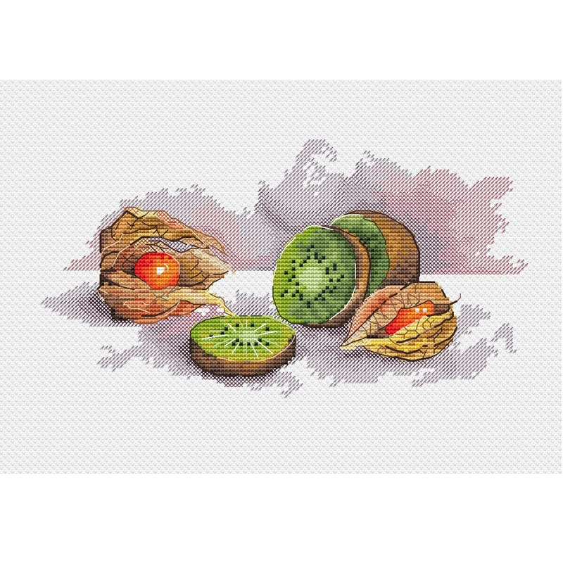 

Simple Printed DMC Cross Stitch Kit Fruit Still Life A1537 Lantern Fruit Kiwi 28CT Home Fabric Art Cross Stitch And Tools Acc...