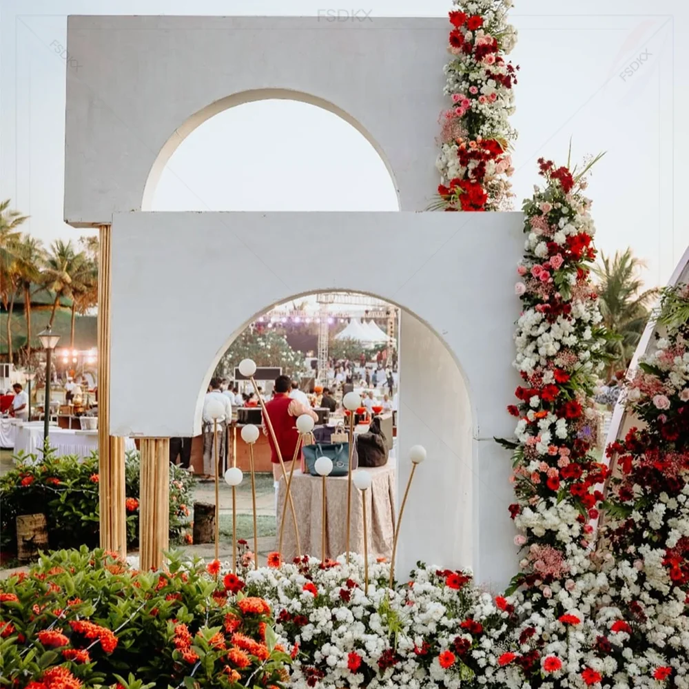 

Luxury White Arch Wedding Backdrop Acrylic Backdrop for Wedding Event Stage Decorations