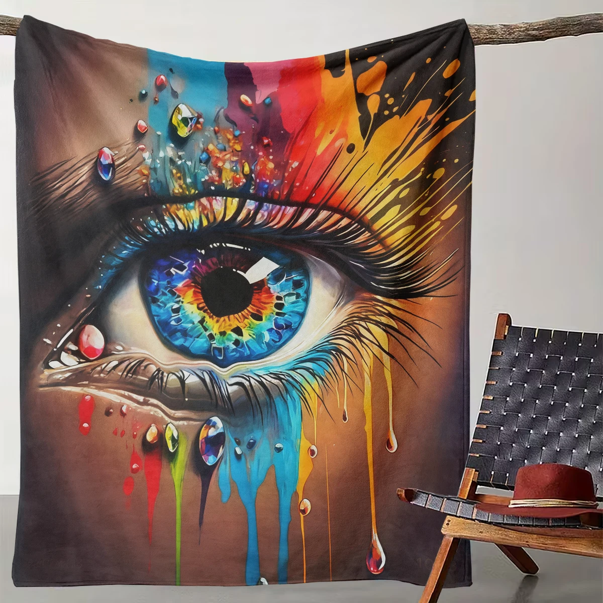 

1 Piece of Colorful Gemstone Splashed Ink Art Eye Blanket, Creative Abstract Bedroom Sofa Decorative Blanket
