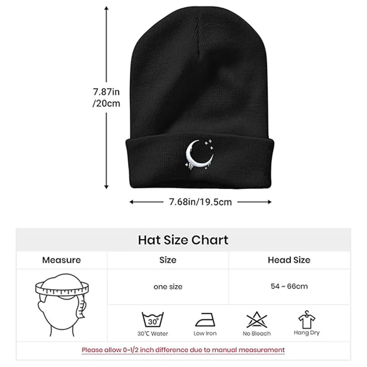 Embroidery Goth Beanie Knit Hats for Men & Women, Embroidery Winter Hats Skull Cap