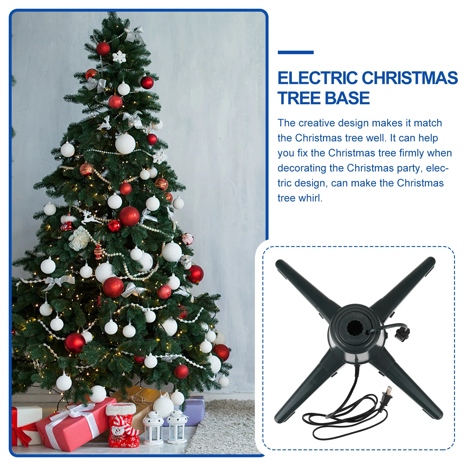 

Electric Christmas Tree St Rotatable Base Green Artificial Xmas Trees 360 Degree Display Stable Non Slip Design Material