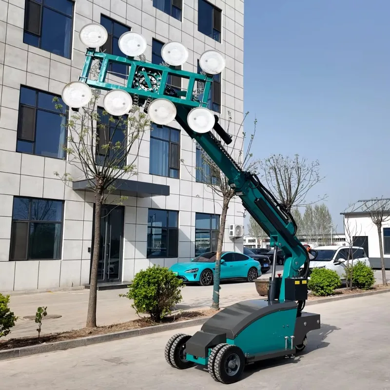 Full Electric 800kg Vacuum Glass Lifter Trolley with Remote Control 360 Rotation 4m Cantilever for Curtain Wall Installation