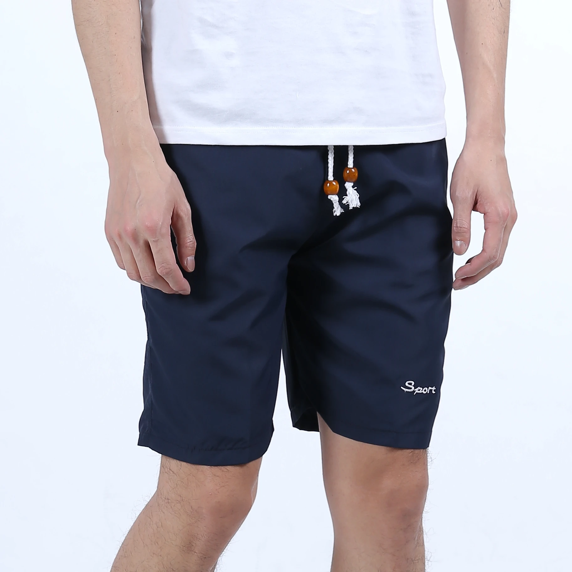 

Мужские летние повседневные спортивные брюки для бега, свободные пляжные брюки большого размера, дышащие брюки длиной пять четвертей