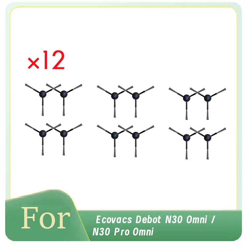ABVI-12 Pcs Side Brush Replacement Forecovacs Debot N30 Omni / N30 Pro Omni Ultra Durable Accessories Long Lasting Spare Accesso