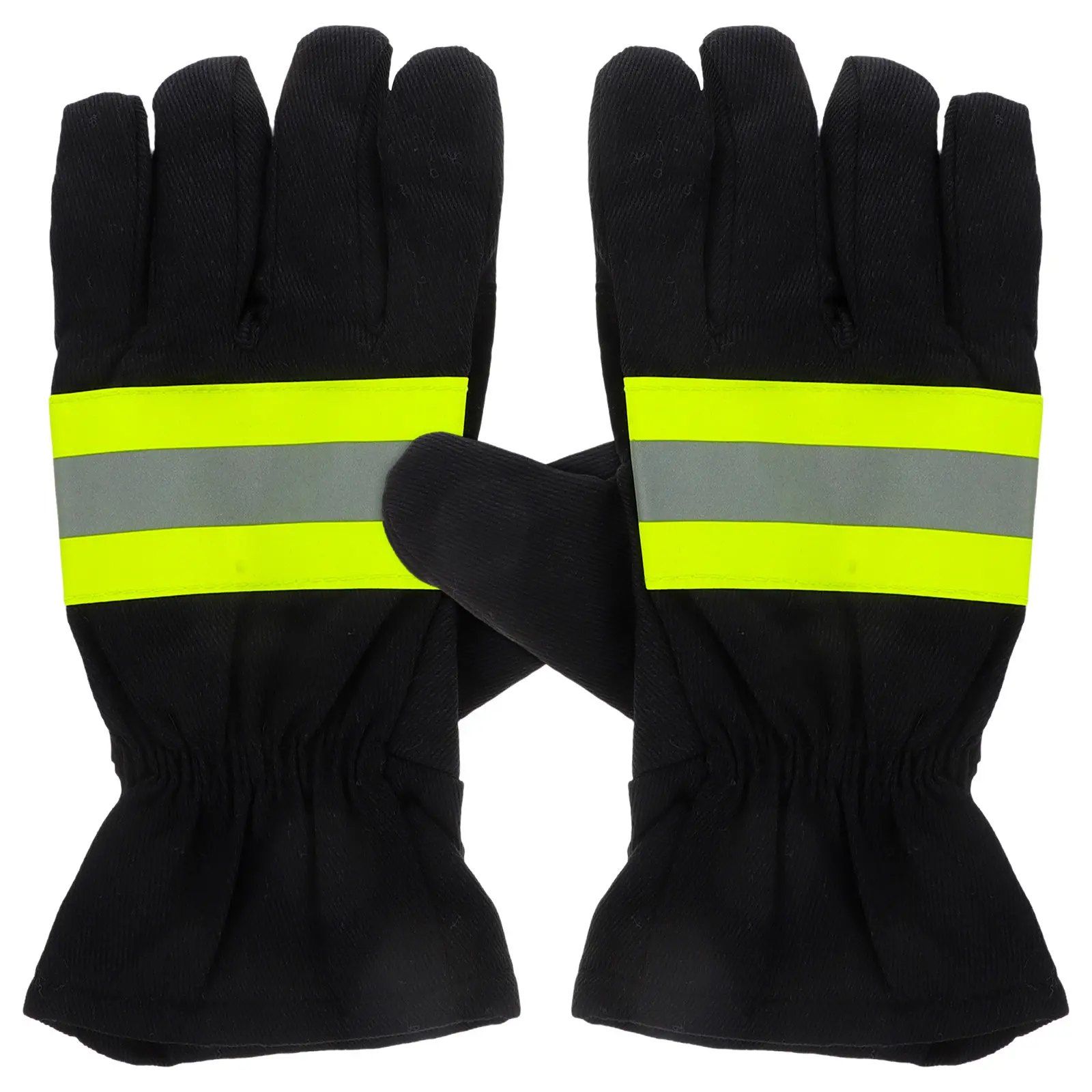 1Pair Fire Fighting Gloves Flame Resistant High Temperature Insulated Safety Gloves for Firefighters Welding Rescue Construction