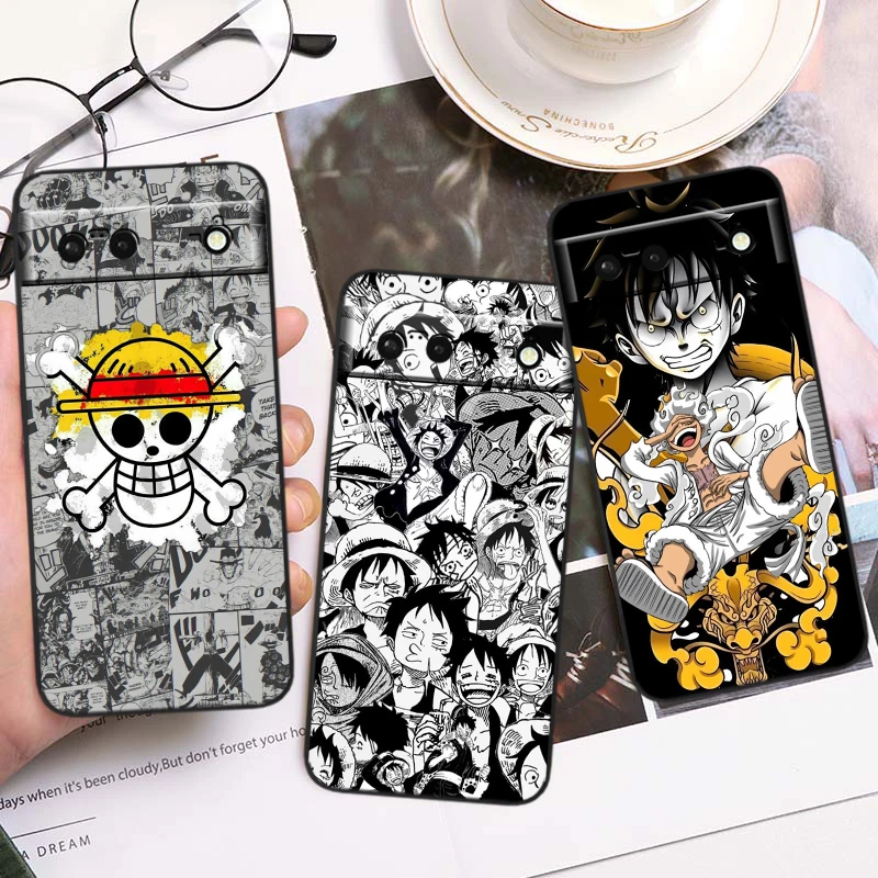 Comics One Piece Anime Luffy For Google Pixel 9 8 7A 7 6A 6 5A 5 4 4A XL 5G Black Silicon Shockproof Shell Soft Phone Case