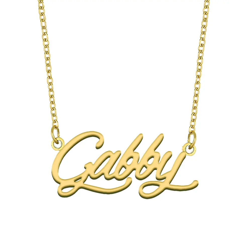 Gabby Name Necklace for Women Stainless Steel Jewelry Gold Color Nameplate Pendant Collares Para Mujer Letters Choker