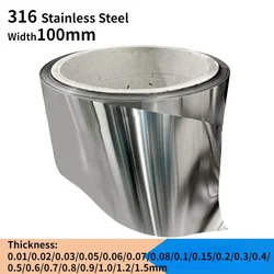 1 Meter Width 100mm 316 Stainless Steel Foil Strip Sheet Thin Plate Thickness 0.01/0.02/0.03/0.05/0.06/0.08/0.1-1.5mm
