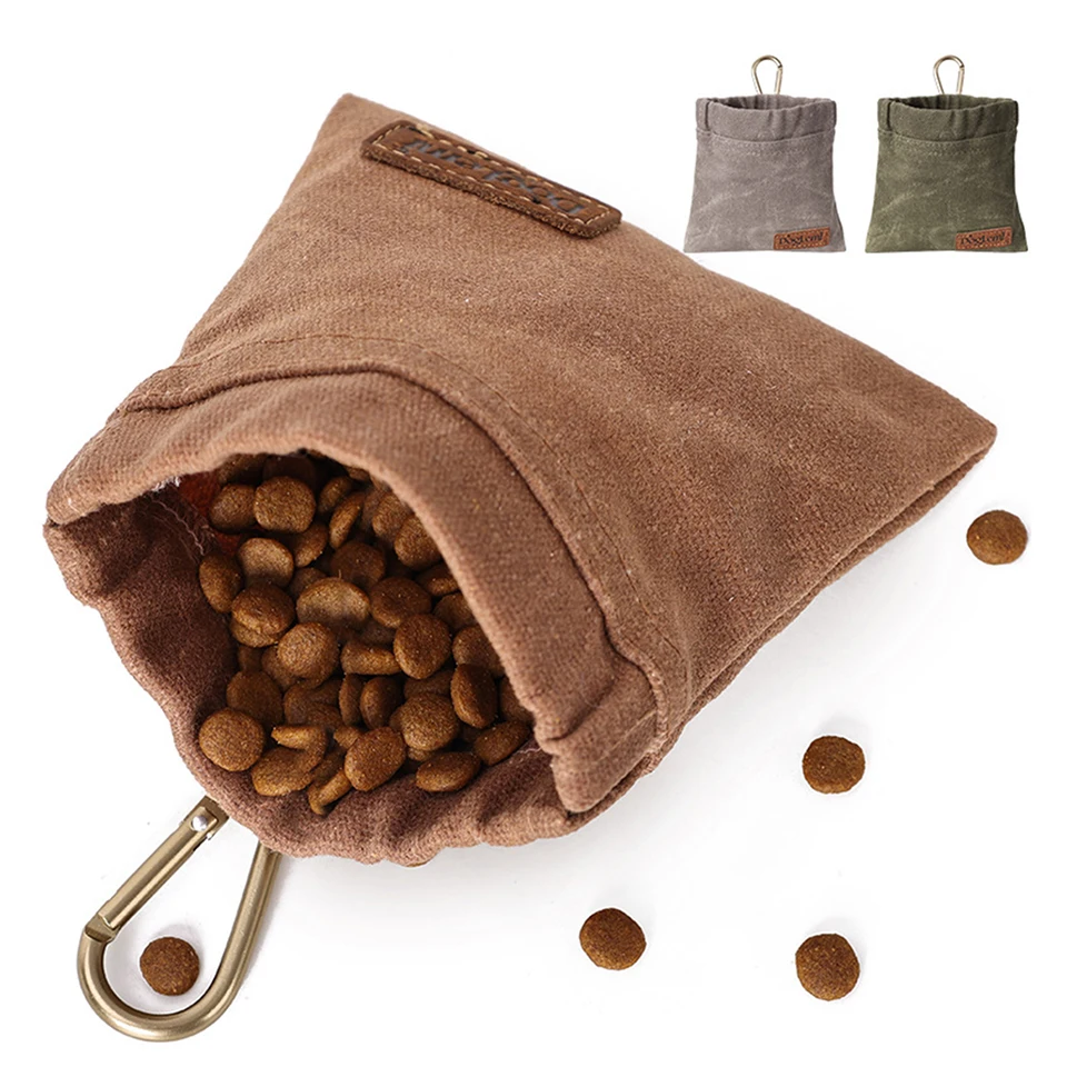 Waterproof Pet Treat Bag Dirt-Resistant with Carabiner Travel Outdoor Dog Treat Storage Pocket Pet Accessories 3 Colors