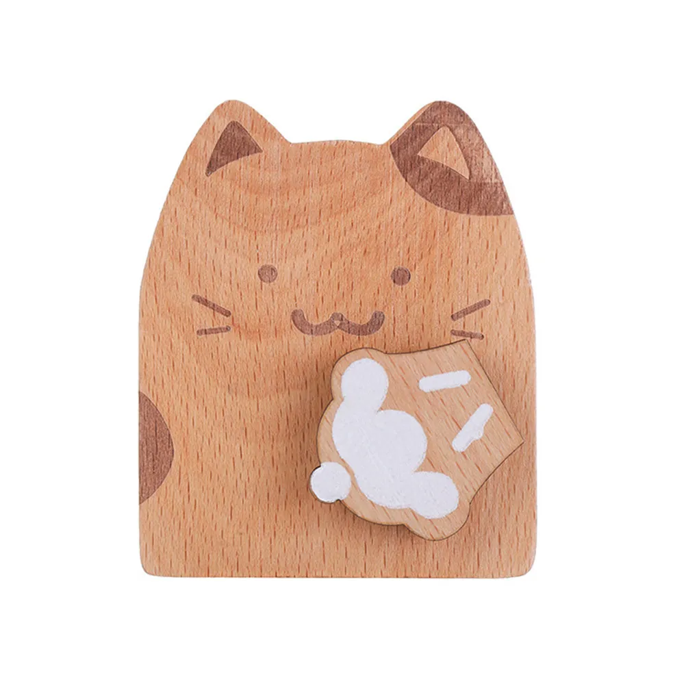 Decorative Mechanical Music Box Wooden Kitten Shape Hand-Wound Wind-Up Music Box for Home Office Decoration Mother's Day Gift