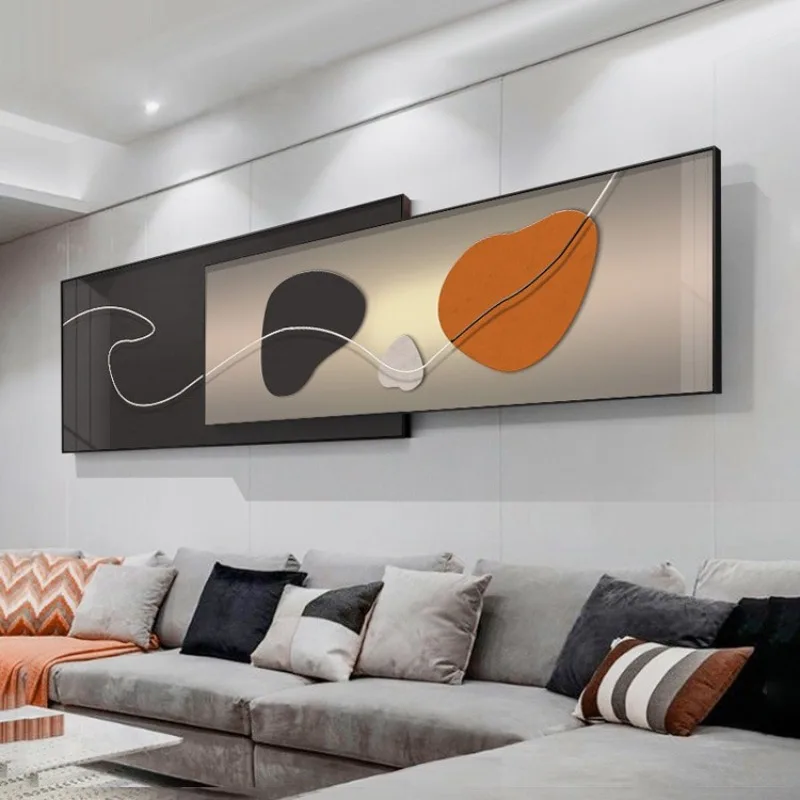 

Sofa background wall decoration modern light luxury bedroom bedside painting abstract