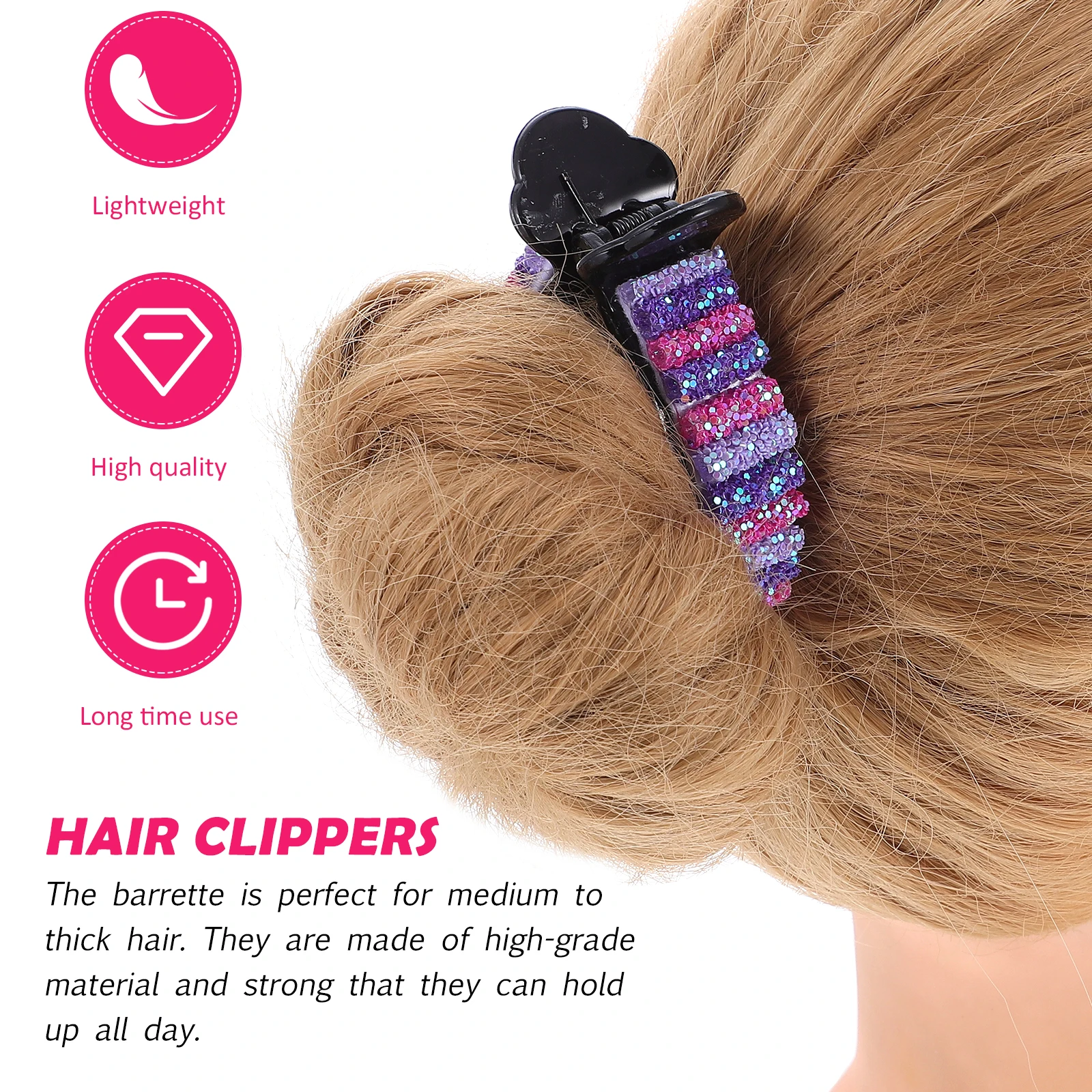 

2 шт., радужная заколка, красочный зажим со стразами, сильная фиксация, нескользящая ручка для густых волос, большие зажимы для челюстей для женщин и девочек, повседневные