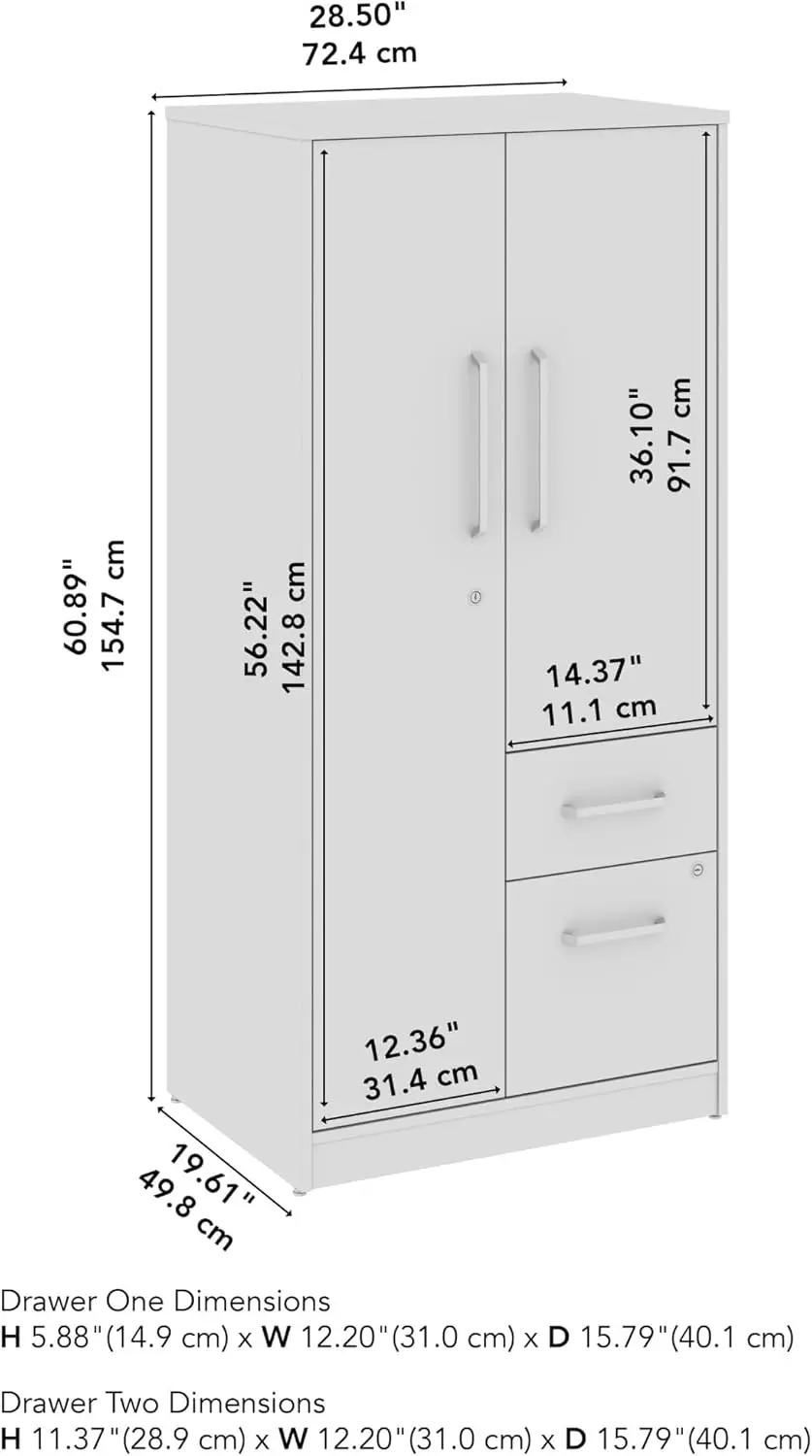 Vista Wardrobe Cabinet With Drawers, Storage For Office Organization, Commercial-Grade, Vista Collection, Modern, Beige