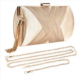 ABQR Tassel Fashion Ladies Clutch Bag Shoulder Handbags Female Party Wedding Evening Bag For Phone Purse Gold