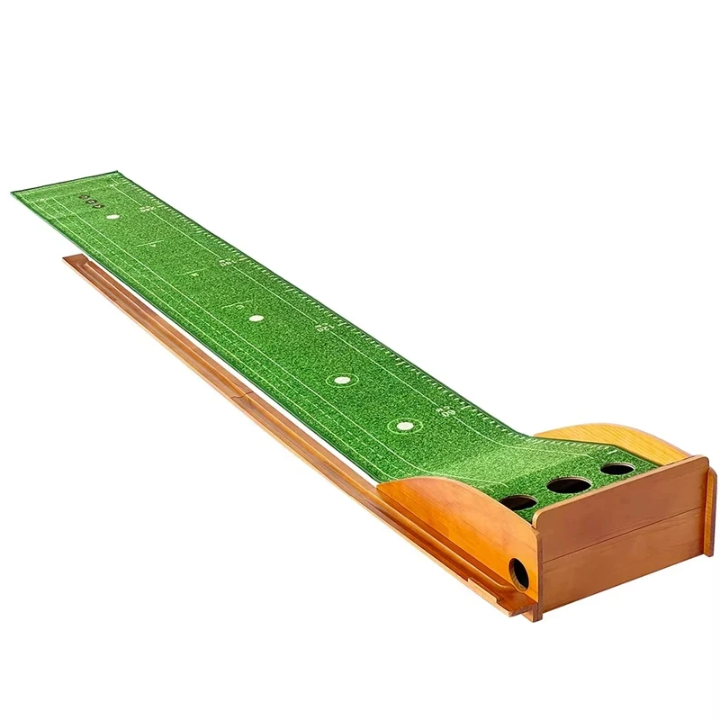 Solid Wood Three Hole Green Exerciser Automatic Return Putting Training High Gr Equipment