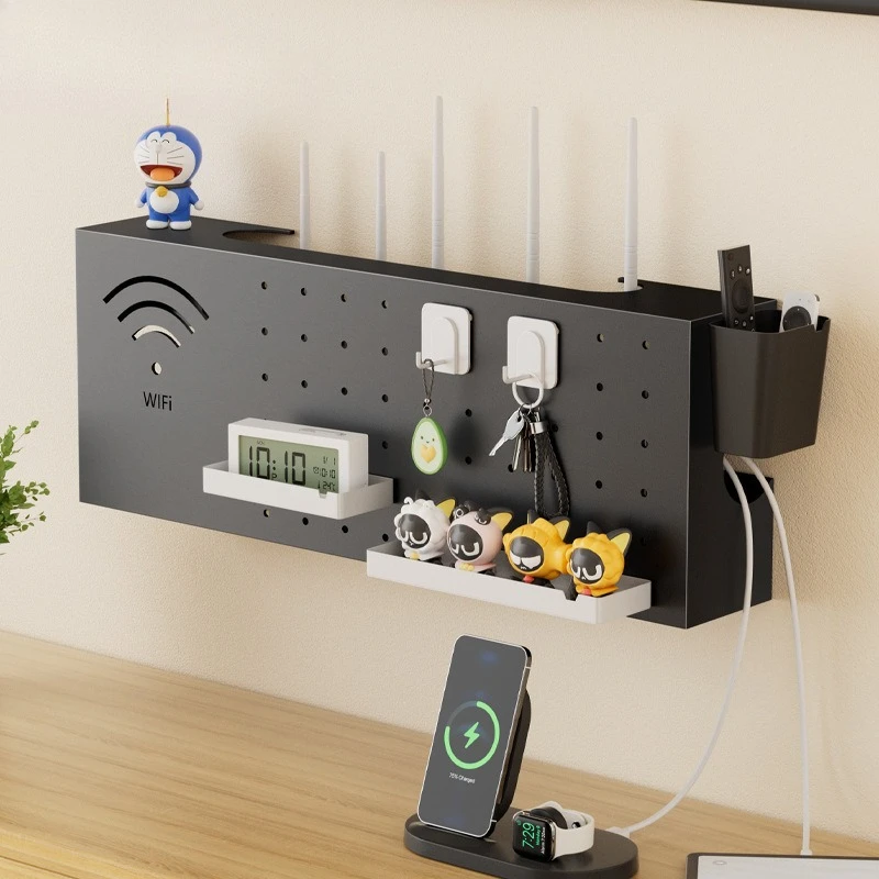 Wall Mount Router Holder No Drilling Set Top Box Shelf Optical WiFi Box Cable Socket Cover Box Network Wire Management Organizer