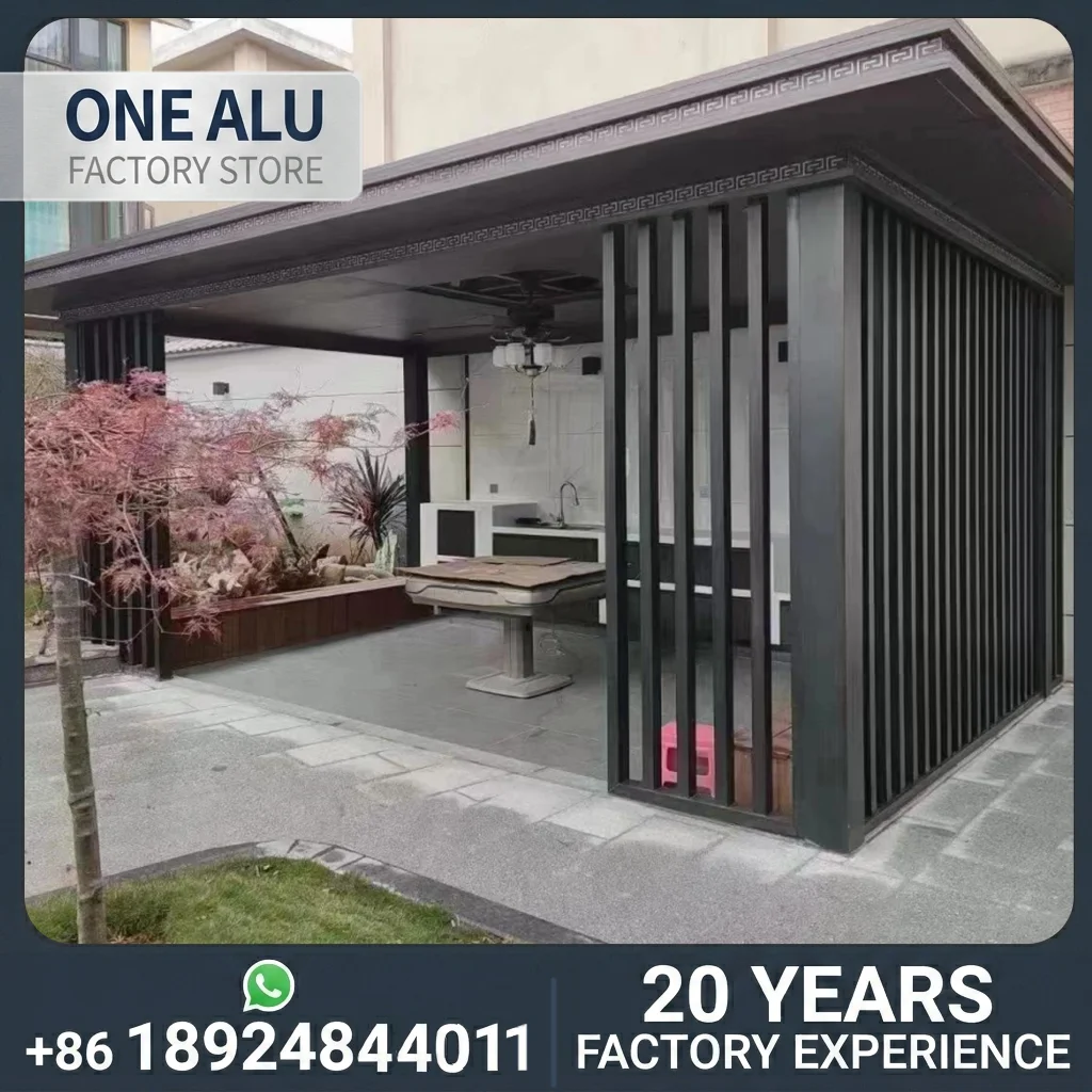Customized  Aluminum Sunroom Extension, Modern Flat Top Glass Porch Enclosure, Prefabricated Solarium House with LED Decoration.