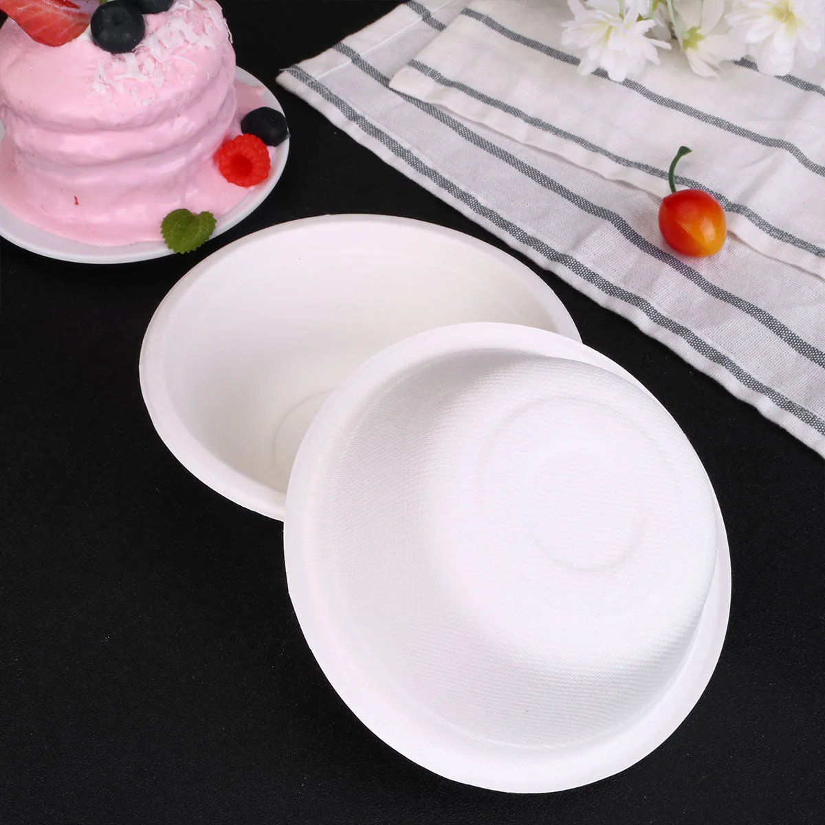 

50 Pcs Pulp Bowl Dinnerware Round Shape Food Paper Bowls Disposable Tableware