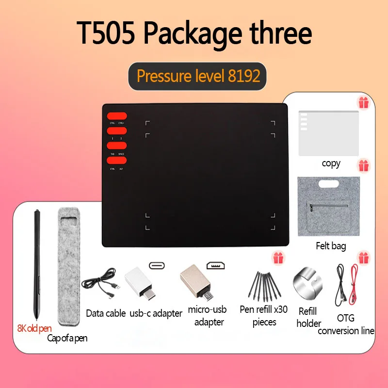 Online class T505 digital board freehand drawing board Computer drawing board 8192 can be connected to Android mobile phone