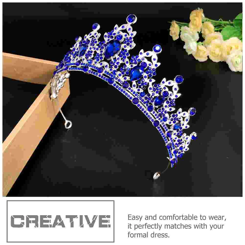 Bandeau de mariée voile bleu strass couronne bandeaux accessoire de cheveux de mariage diadème en cristal princesse