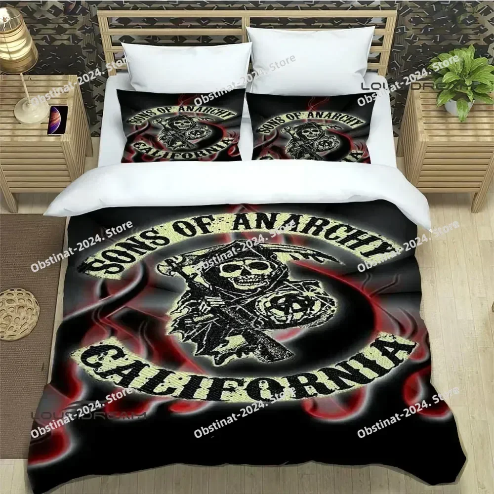 Sons of Anarchy Retro Bedding Set Printed With Pillowcase Bed Duvet Cover Soft Single Double Queen Super King Size luxury gift