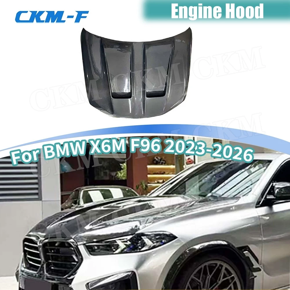 Dry Carbon Fiber for BMW X6M F96 2023-2026 Front Engine Hood Cover Decoration FRP Car Hood Bonnet Accessories Replacement