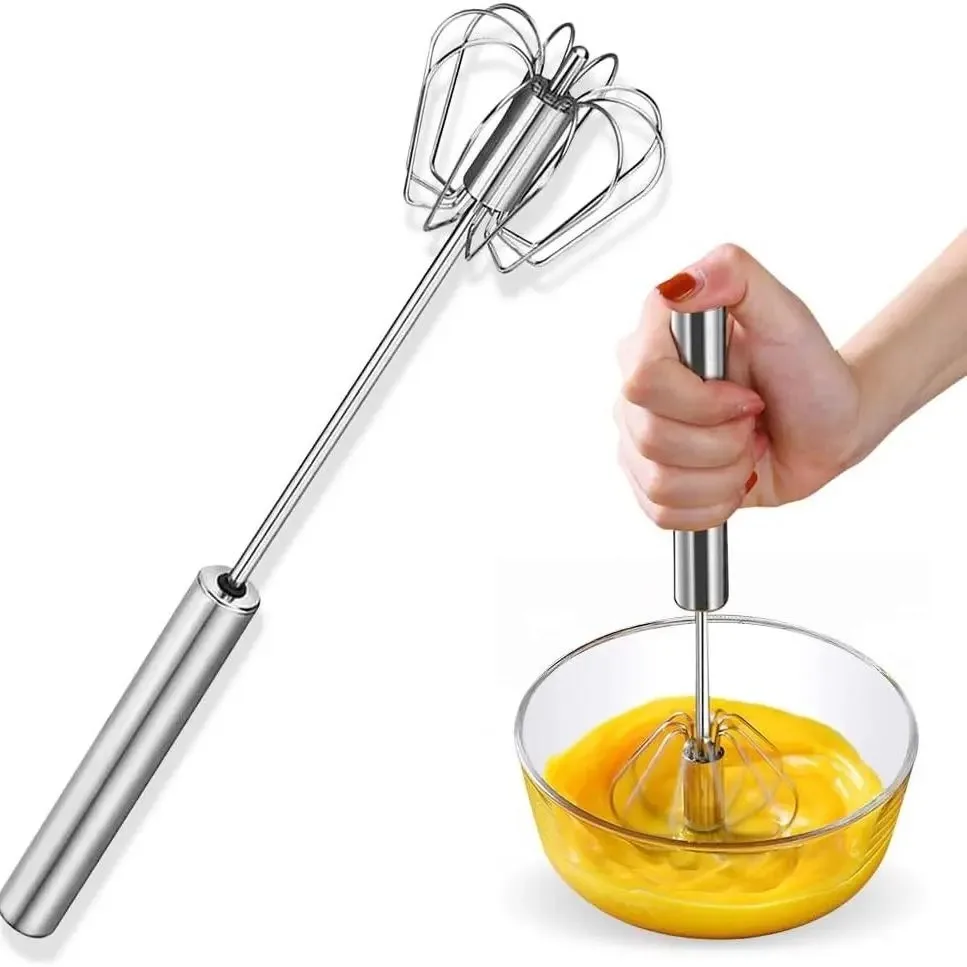 Stainless Steel Egg Beater Durable Semi-Automatic Mixer for Effortless Egg Cream Mixing Stirring and Beating for Kitchen Baking