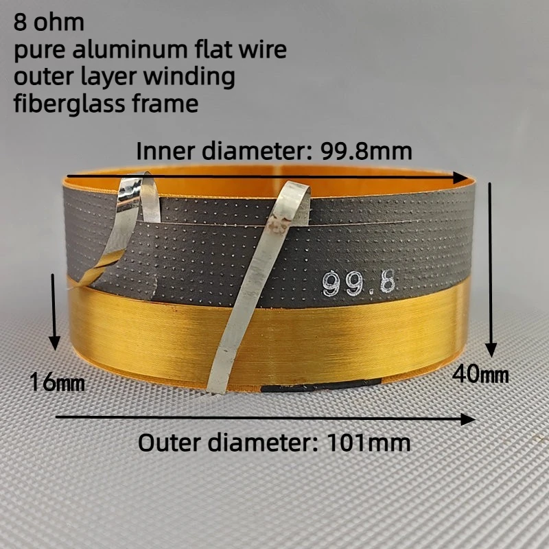 1PCS 99.8mm Bass Speaker Voice Coil 100 Core Glass Fiber Skeleton Pure Aluminum Flat Wire Repair for JBL Loudspeaker