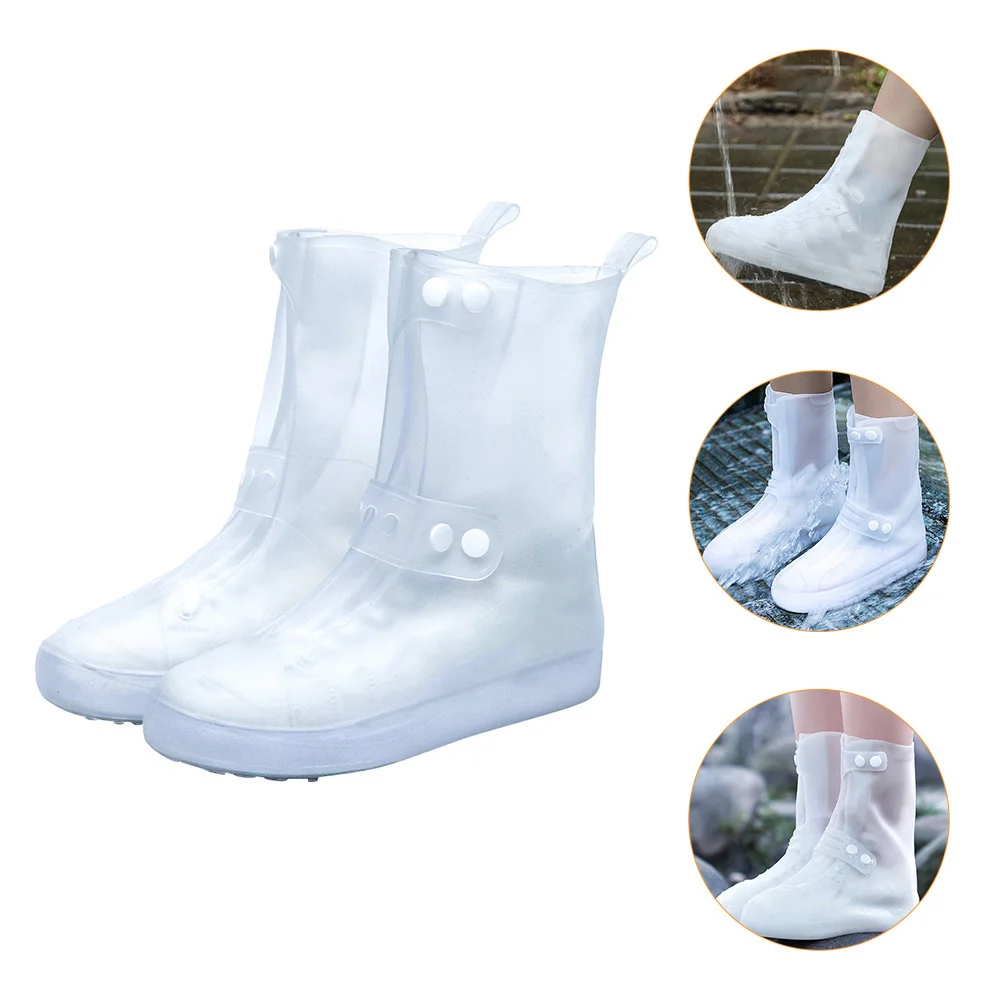1Pair Anti-Slip Waterproof Shoe Covers Rainproof High Tube Overshoes Outdoor Non-Slip Shoe Protectors High Tube Overshoes