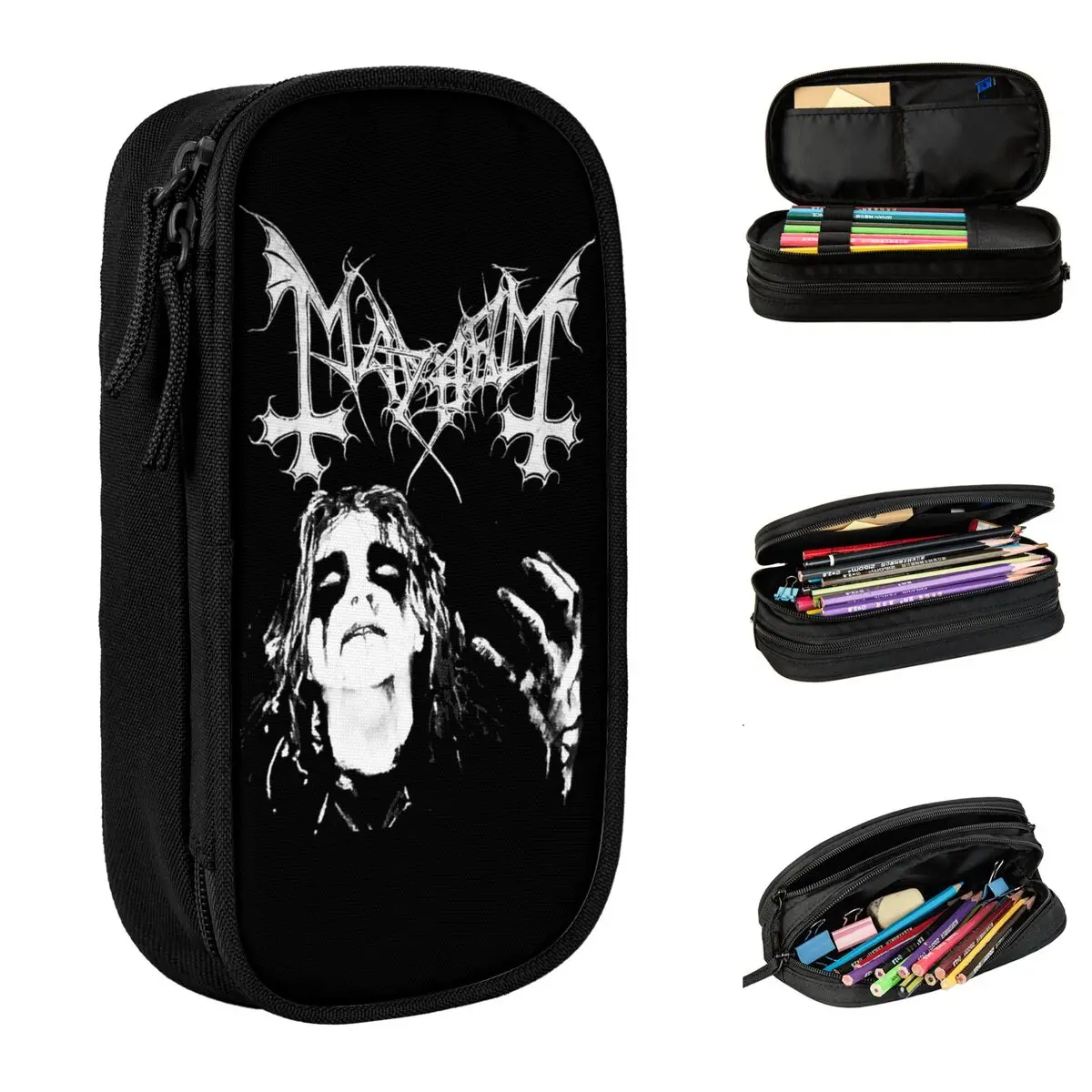 Large Capacity Pencil Pouch Mayhem Long Live Dead Band School Supplies Double Layer Pen Case Women Make Up Bag Suprise Gift