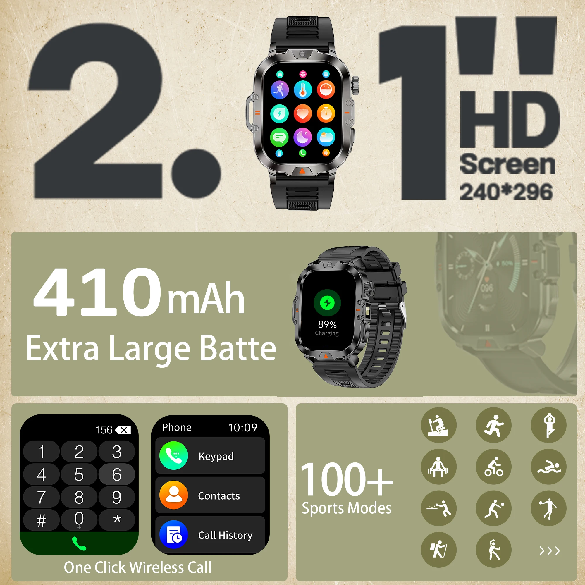 Wonlex-男性用コネクテッドウォッチv17z3D,ダイナミックダイヤル,2.01インチディスプレイ,100以上のスポーツモード,Bluetooth通話,200以上の顔,新しい