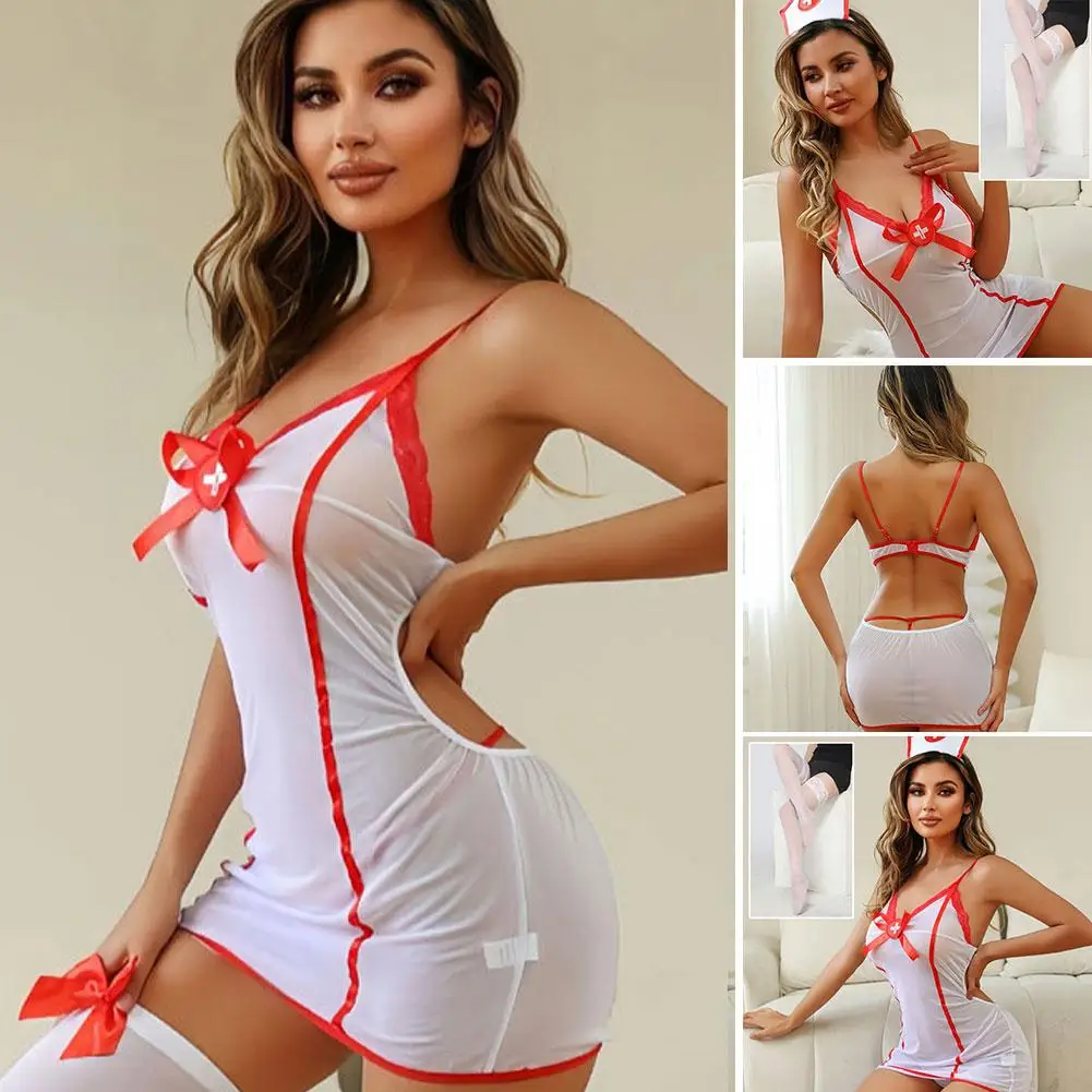 女性のセクシーなランジェリーナース制服コスプレドレスいたずらドクター衣装パジャマベビードールエキゾチックな衣装