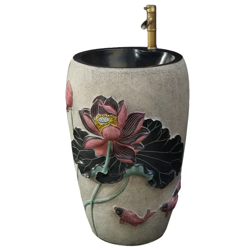 New courtyard washbasin, floor-to-ceiling column basin, outdoor garden balcony pool basin integrated