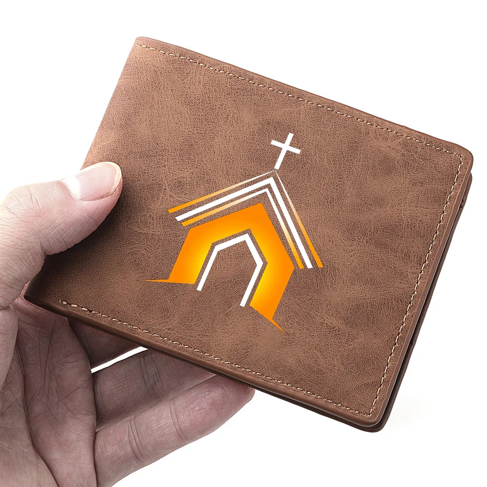 Men's Short Wallet PU Leather Frosted Vintage Double Fold Mini Wallet Ideal Gift for Gentlemen