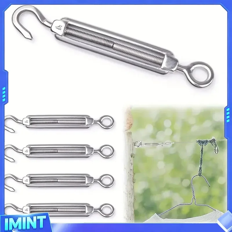 5PCS Stainless Steel 304 OC Type Turnbuckle Hook And Hook CC Type Wire Rope Tension Heavy For Sun Shade Sail Cable