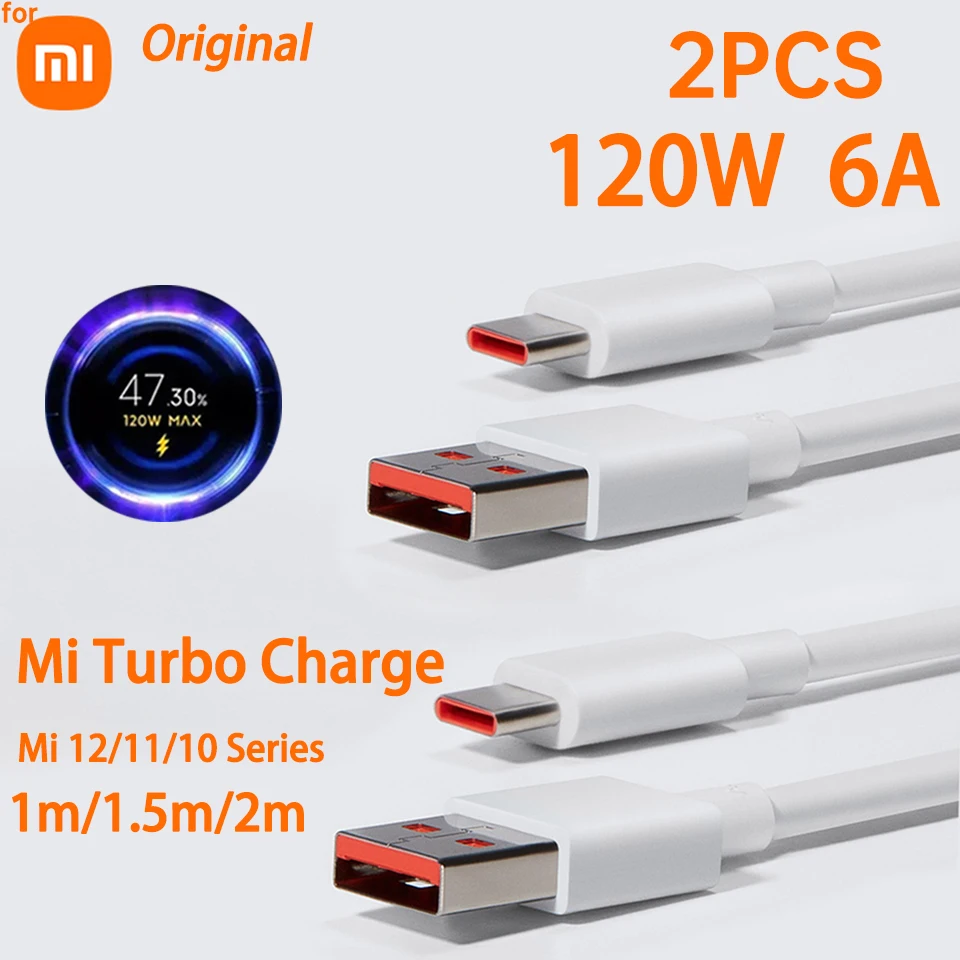 For Xiaomi Original Usb Type C Cable 120W Turbo Fast Charger Cabel 6A Mi 13 12T Pro S 11 Ultra Black Shark Poco F4 Redmi Note 10