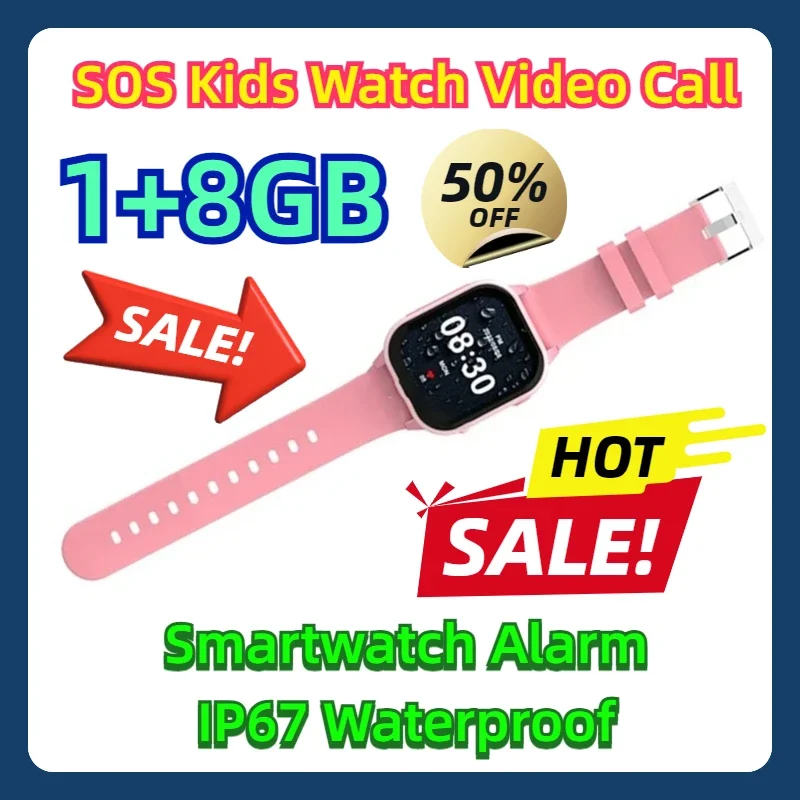 

Kids Watch Video Call SOS Smartwatch Alarm IP67 Waterproof 1+8GB