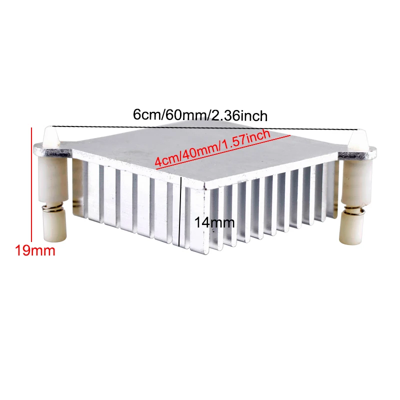 Aluminium Heatsink untuk PC North/South Bridge & Pendingin CPU 60Mm Jarak Lubang 40Mm Solusi Pendingin Chipset Pemasangan
