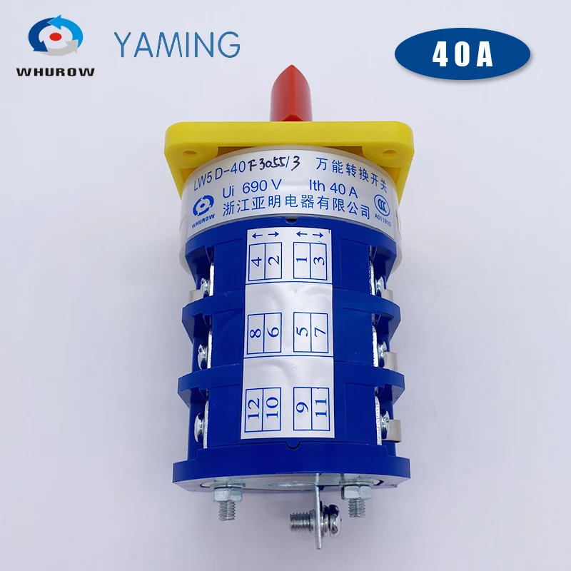 Yaming Electric LW5D-40F3055/3 40A 690V Three Position 3 Knots Silver Contact Universal Changeover Cam Switch